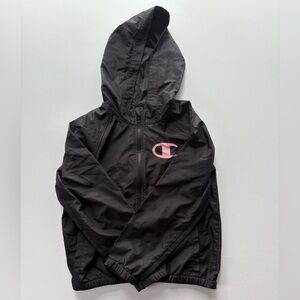 Champion Girl's Black Hooded Full Zip Jacket, size large